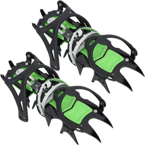 1 Pair Ice Cleat Shoe Grips Spikes, Non Slip Crampons 14 Long Teeth, Manganese Steel Buckle for Hiking Climbing
