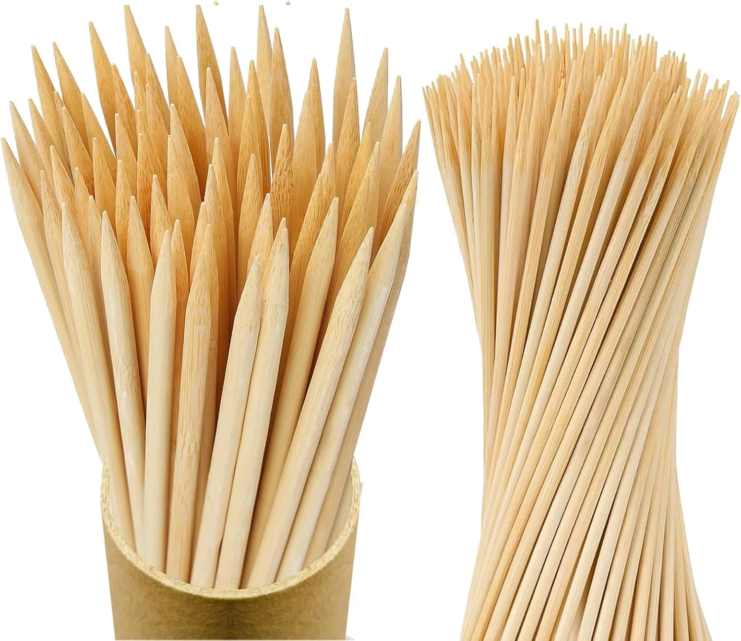 100Pcs 2ft/24in Bamboo Plant Stakes, Garden Stakes, Bamboo Stakes for Tomato, Beans, Potted Plants, Smores Sticks for Fire Pit, Natural Support for Gardening, BBQ, Camping, Home Cooking