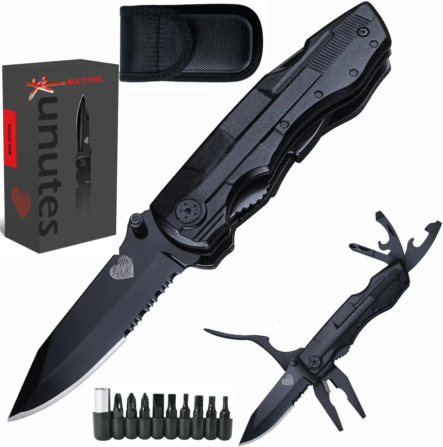 14 in 1 Multitool Pocket Knife for Men, Fathers Day Dad Gifts from Daughter, Wife, Son, Tactical Multi-Tool Plier 9-in-1 screwdriver set