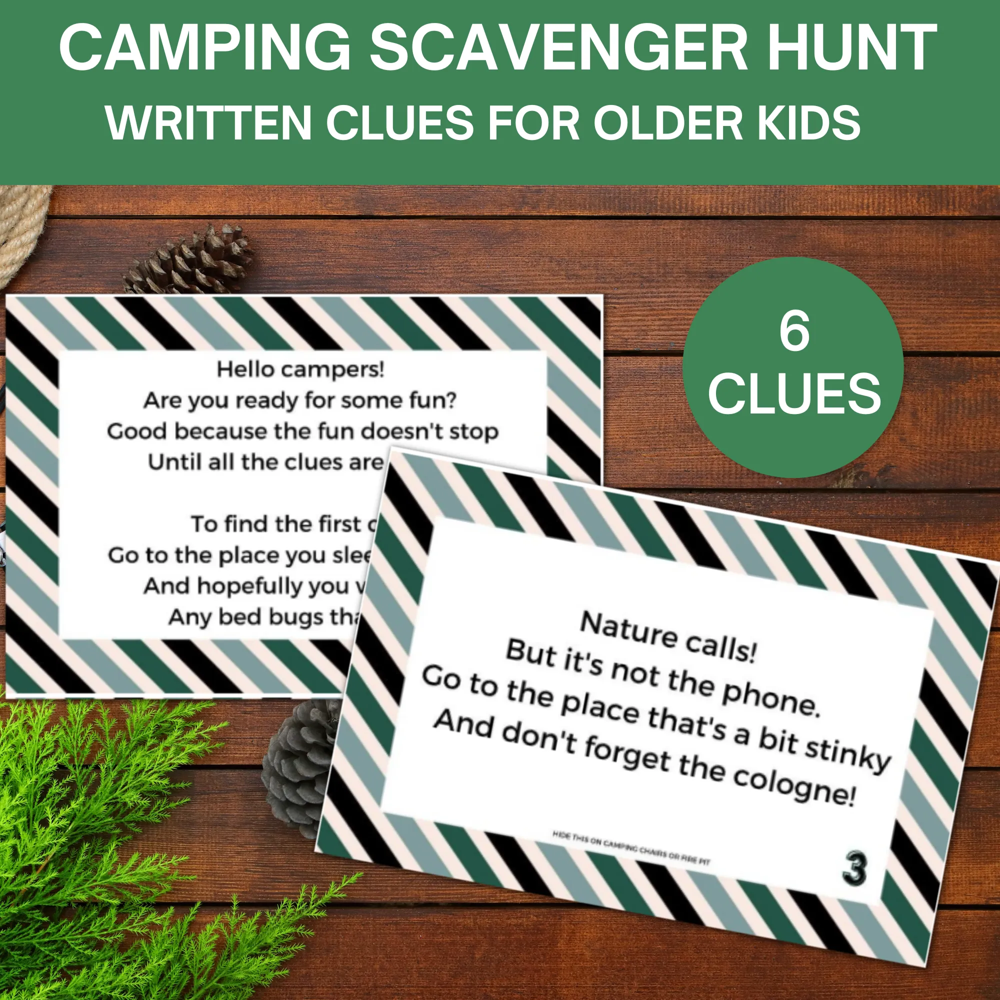 18 Camping Scavenger Hunt/ Treasure Hunt Clues