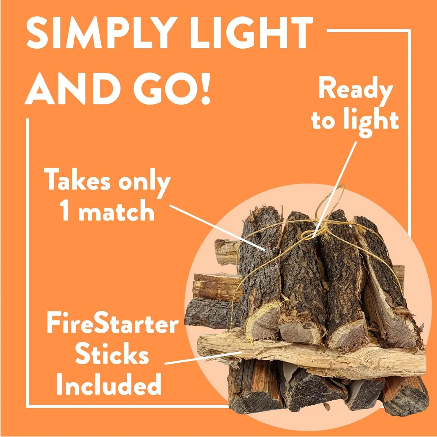 19 LB. Campfire Wood Bundle, Juniper, Pinion, Mesquite & Fatwood Firestarter Sticks, 1 Click Fire to Light, Split Seasoned Firewood Logs for Bonfire, Campfire, Fire Pit, Grilling by Billy Buckskin Co.