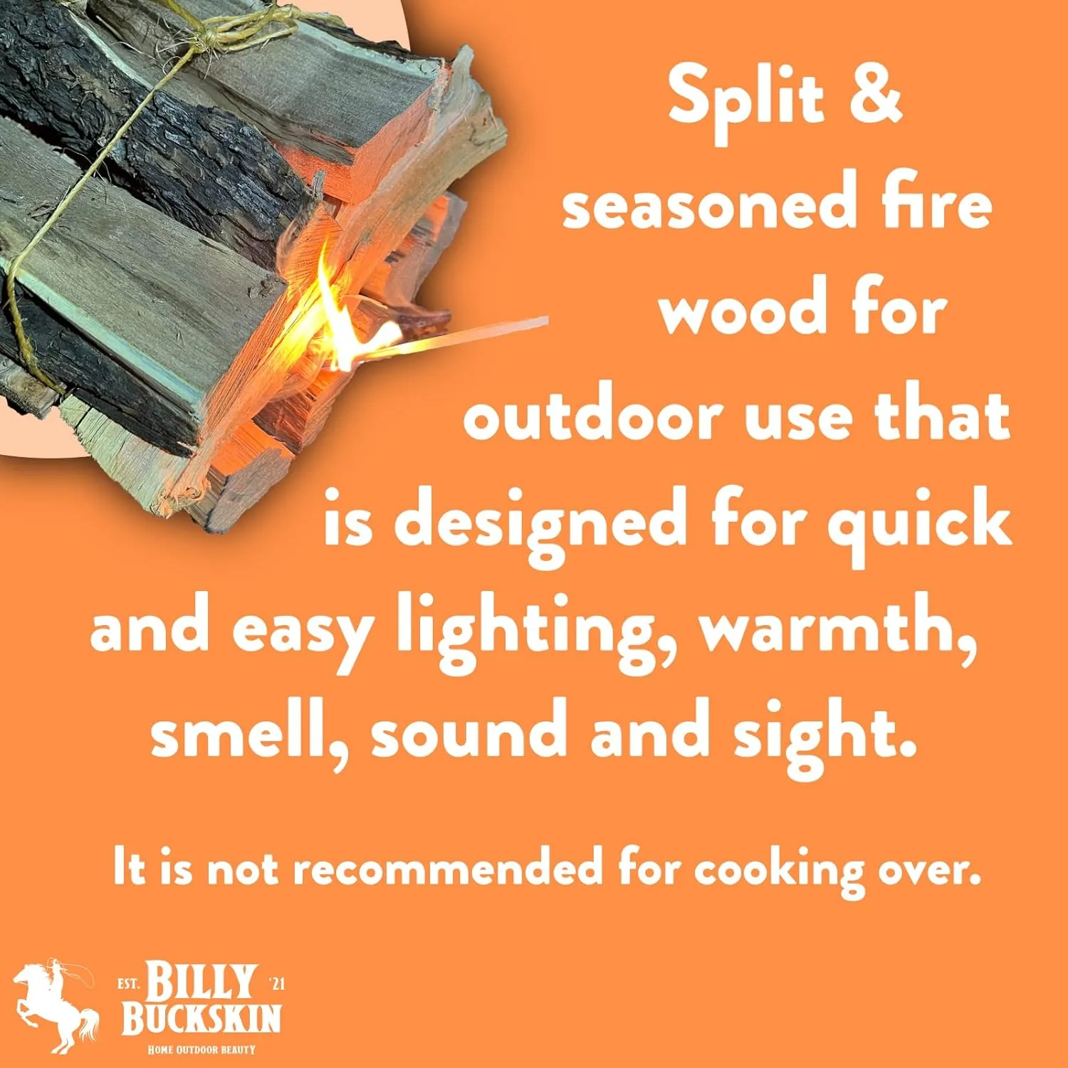 19 LB. Campfire Wood Bundle, Juniper, Pinion, Mesquite & Fatwood Firestarter Sticks, 1 Click Fire to Light, Split Seasoned Firewood Logs for Bonfire, Campfire, Fire Pit, Grilling by Billy Buckskin Co.