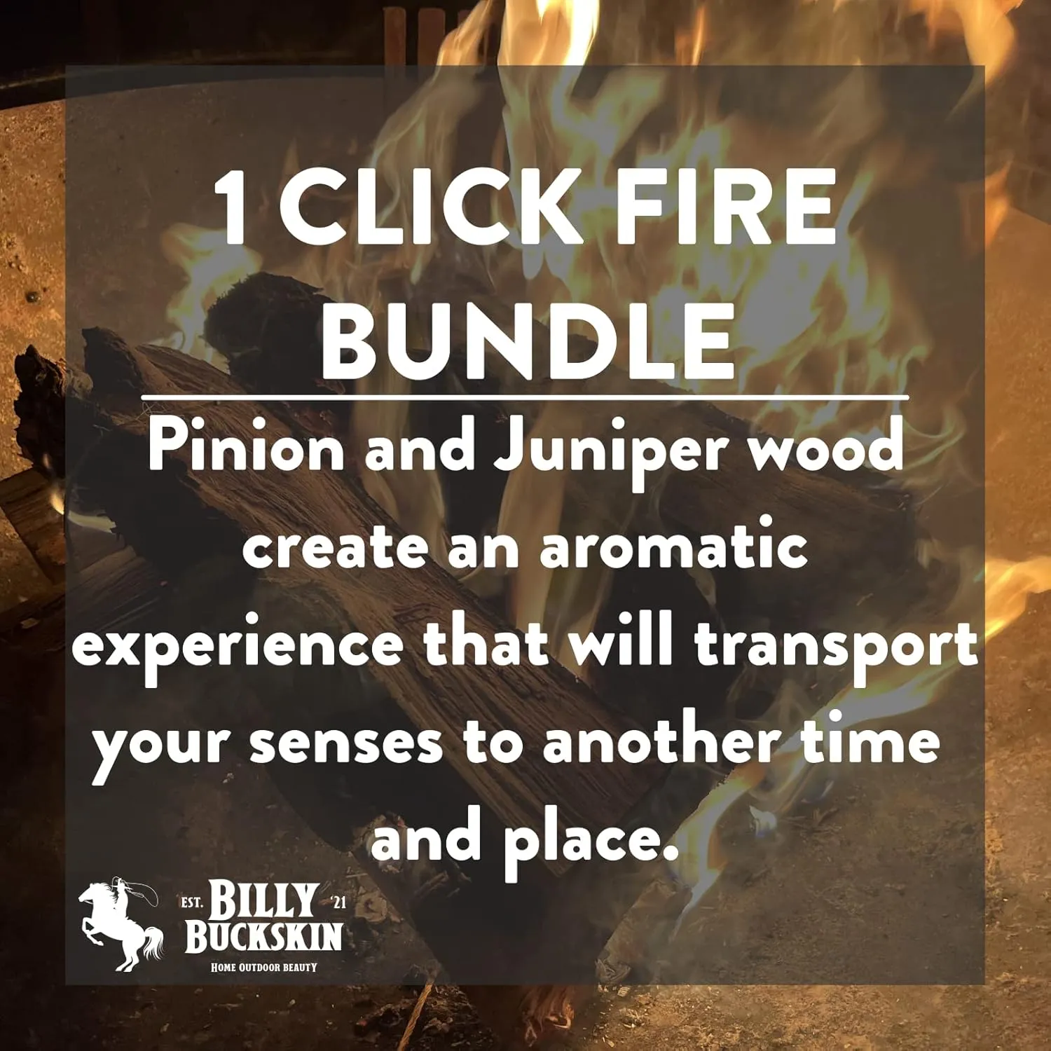 19 LB. Campfire Wood Bundle, Juniper, Pinion, Mesquite & Fatwood Firestarter Sticks, 1 Click Fire to Light, Split Seasoned Firewood Logs for Bonfire, Campfire, Fire Pit, Grilling by Billy Buckskin Co.
