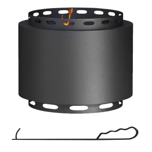 19" Portable Metal Smokeless Fire Pit with Poker for Garden Camping Bonfire Party, Black