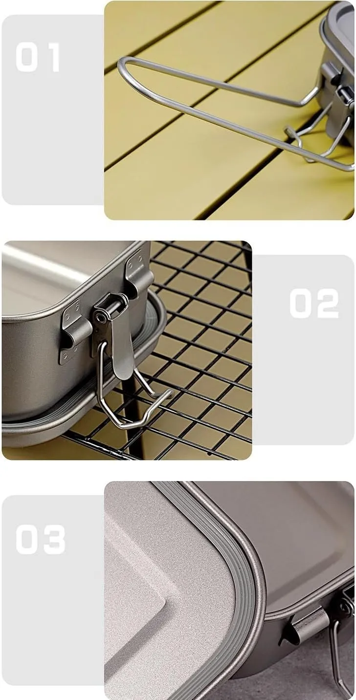 1PC Pure Titanium Lunch Box 800ML, Portable Bento Box Suitable for Outdoor Camping, Cycling, Etc.