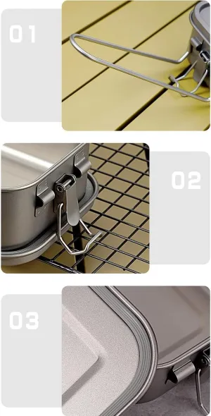 1PC Pure Titanium Lunch Box 800ML, Portable Bento Box Suitable for Outdoor Camping, Cycling, Etc.