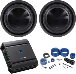 2) Alpine SWT-10S4 10" 350W RMS Shallow Slim Truck Car Subwoofers Subs Amplifier
