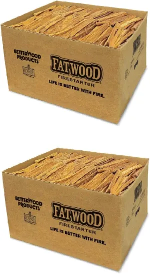 2 Pack Fatwood Fire Starter Sticks, Fireplace & Camping, 25 Lbs