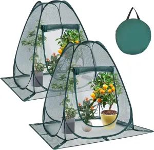 2 Packs Pop up Garden Netting Cover Plant Guard Cover with 16 Stakes Bird Plant Tent Protector for Vegetables Fruits Flowers (2, 36 * 36 * 39 inch)