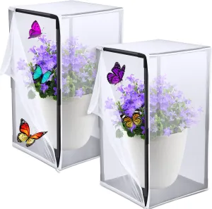 2 Pcs Monarch Butterfly Habitat Cage 30 Inch Tall Butterfly Enclosure Butterfly Hatching Kit Breathable Butterfly Mesh Cage with Sturdy PVC Frame Large Opening Door with Zipper for Hatching Butterfly