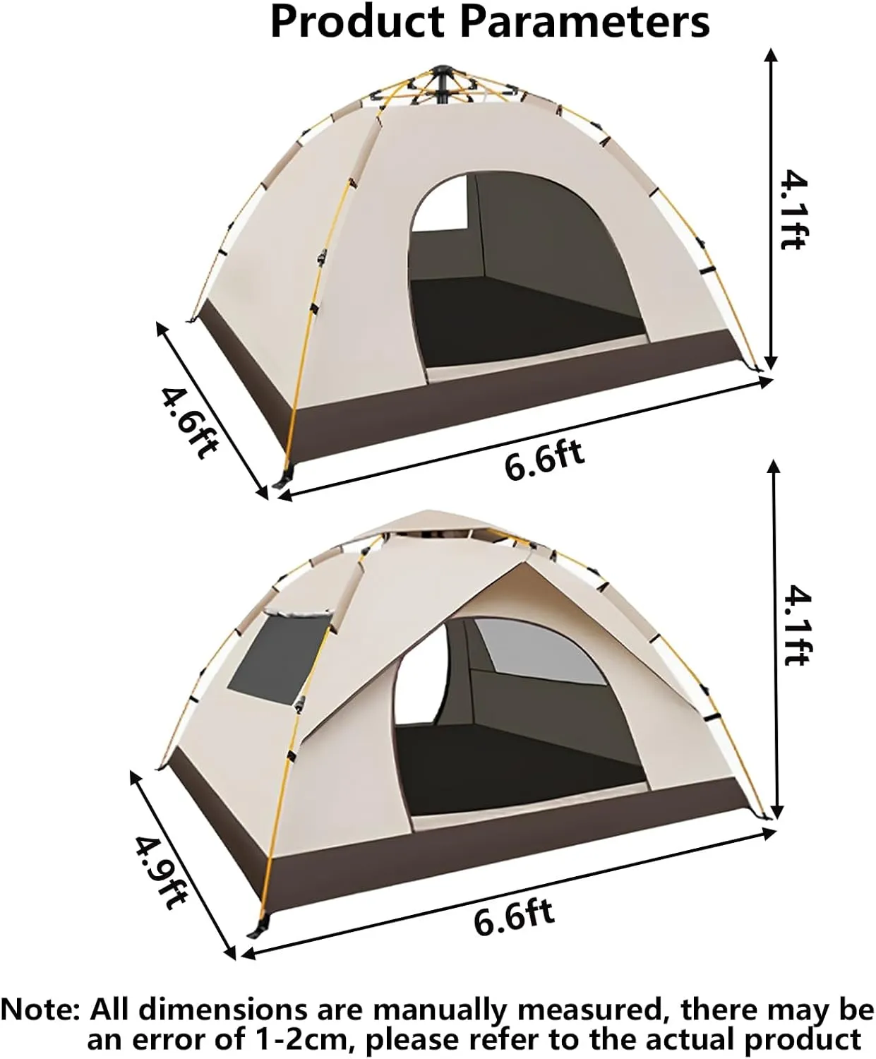 2 Person Tent Tents for Camping Backpacking Tent Spacious Space Folding Lock Design Large Mesh Side Windows for Camping Hiking Traveling (no Need to Build)