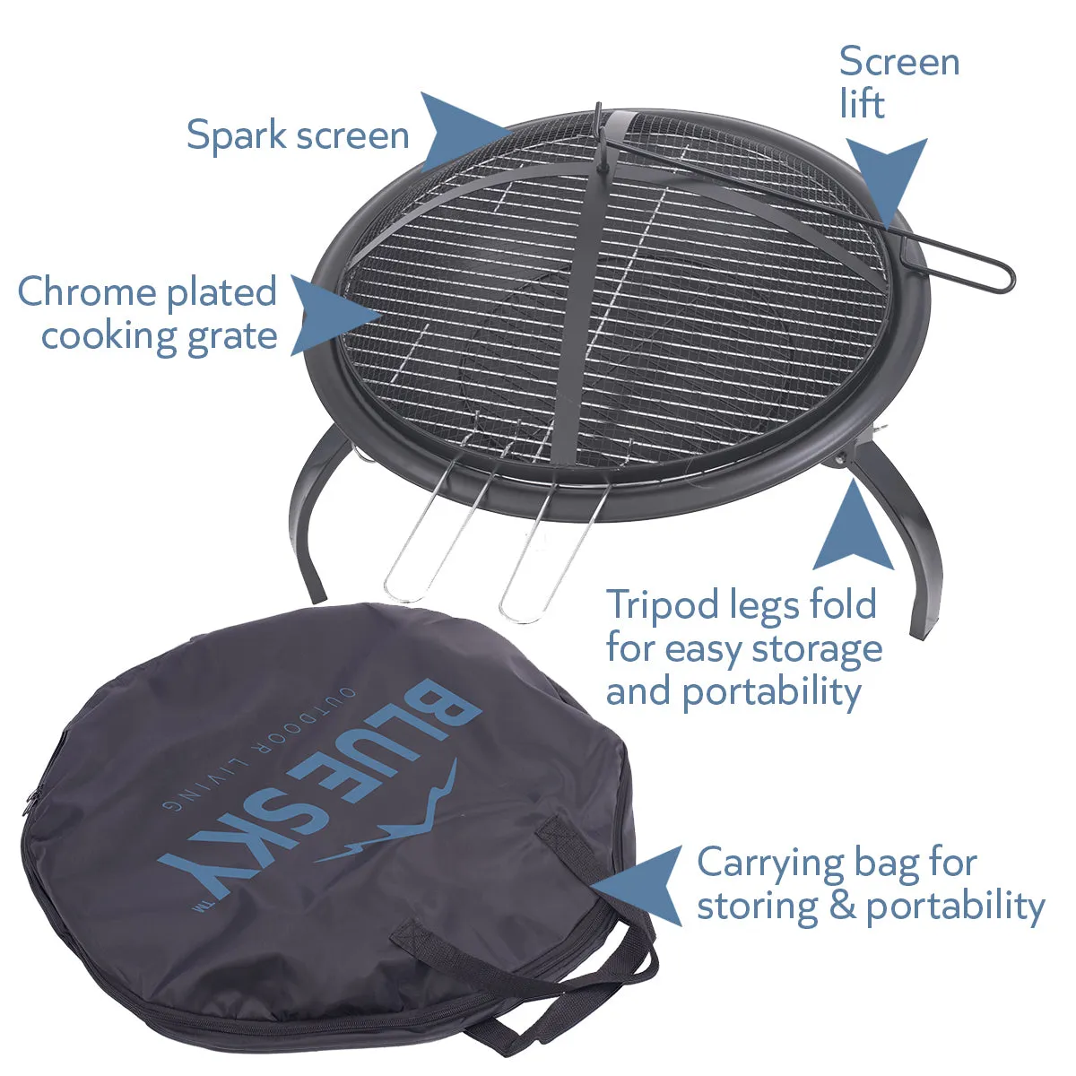 21.25" Round Portable Fire Pit