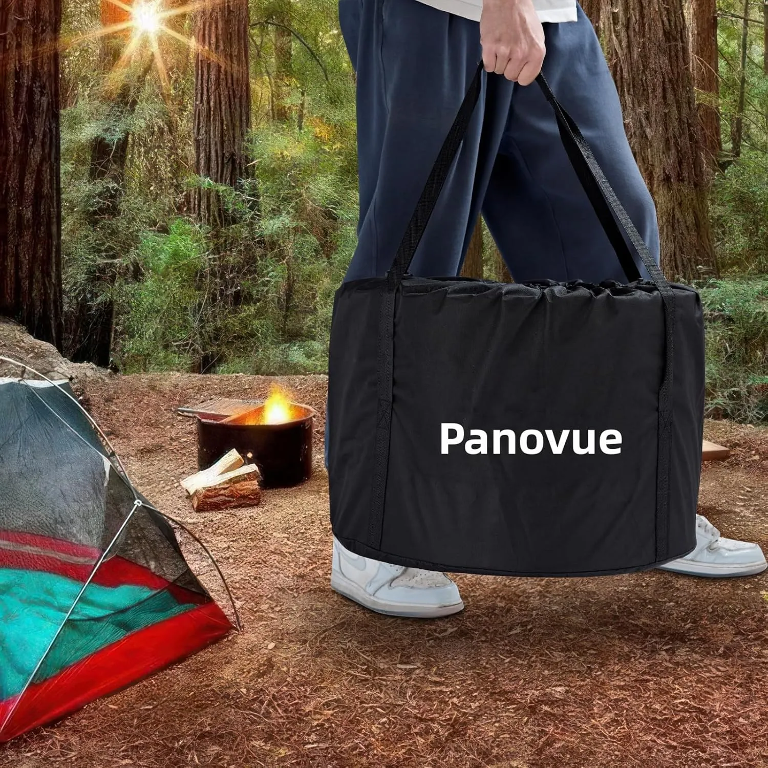 22 inch Smokeless Fire Pit with Carry Bag, Stainless Steel Outdoor Smokeless Firepit, Wood Burning Fire Pits for Camping, Bonfire,Low Smoke Firepit for Outside(Silver)