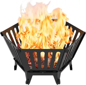 22.5 Inch Portable Plug Fire Pit for Camping, Detachable Outdoor Wood Burning Firepit with Carrying Bag for Outside Patio Heating, Picnic, Bonfire and BBQ, Vertical Hollow Style