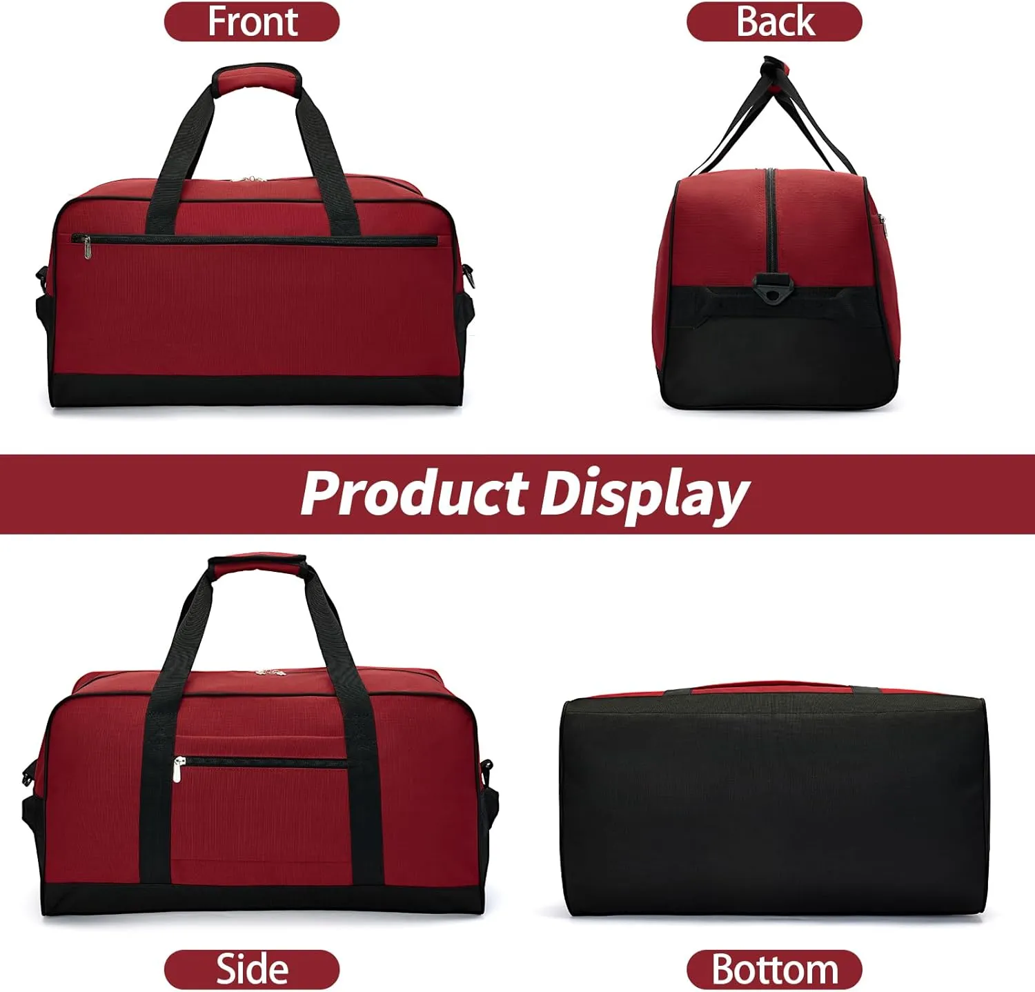 25 inch Travel Duffle Bag for Men - 40L Weekender Overnight Bag for Gym Sport - Red