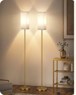 2Pack Floor Lamp, Pole Lamp with Foot Switch, Modern Standing Lampshade, Minimalist Freestanding Lamp (Bulb Not Included), for Living Room, Bedroom Office Gold and White DCW07LDP205