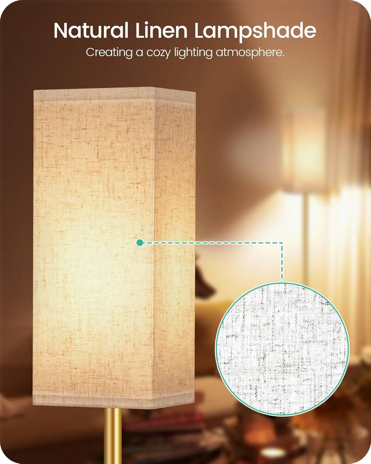 2Pack Floor Lamp, Pole with Foot Switch, Modern Standing Lamp Lampshade, Minimalist Freestanding Lamp (Bulb Not Included), for Living Room,Bedroom,Office,FCC Listed,Gold and Beige DE07LDP205