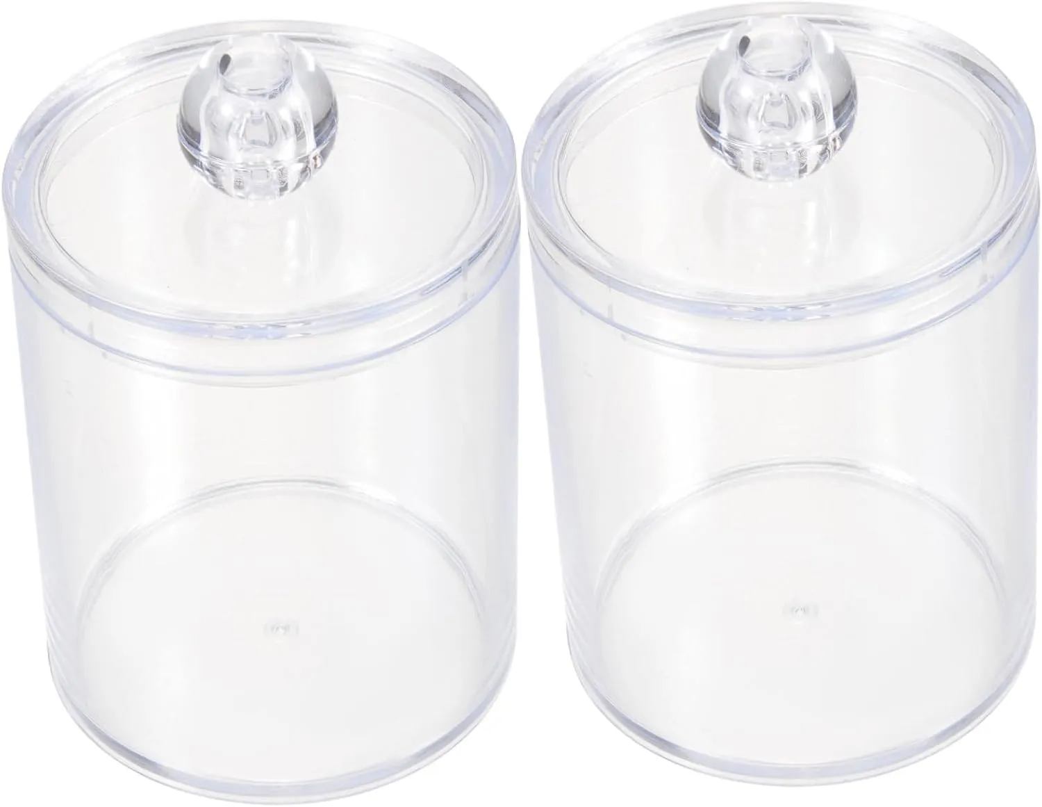 2Pcs Acrylic Cotton Swab Holder Cotton Pad Storage Container Stylish Organizer for Makeup Bathroom Counter Vanity Elegant Transparent Design Space Saving