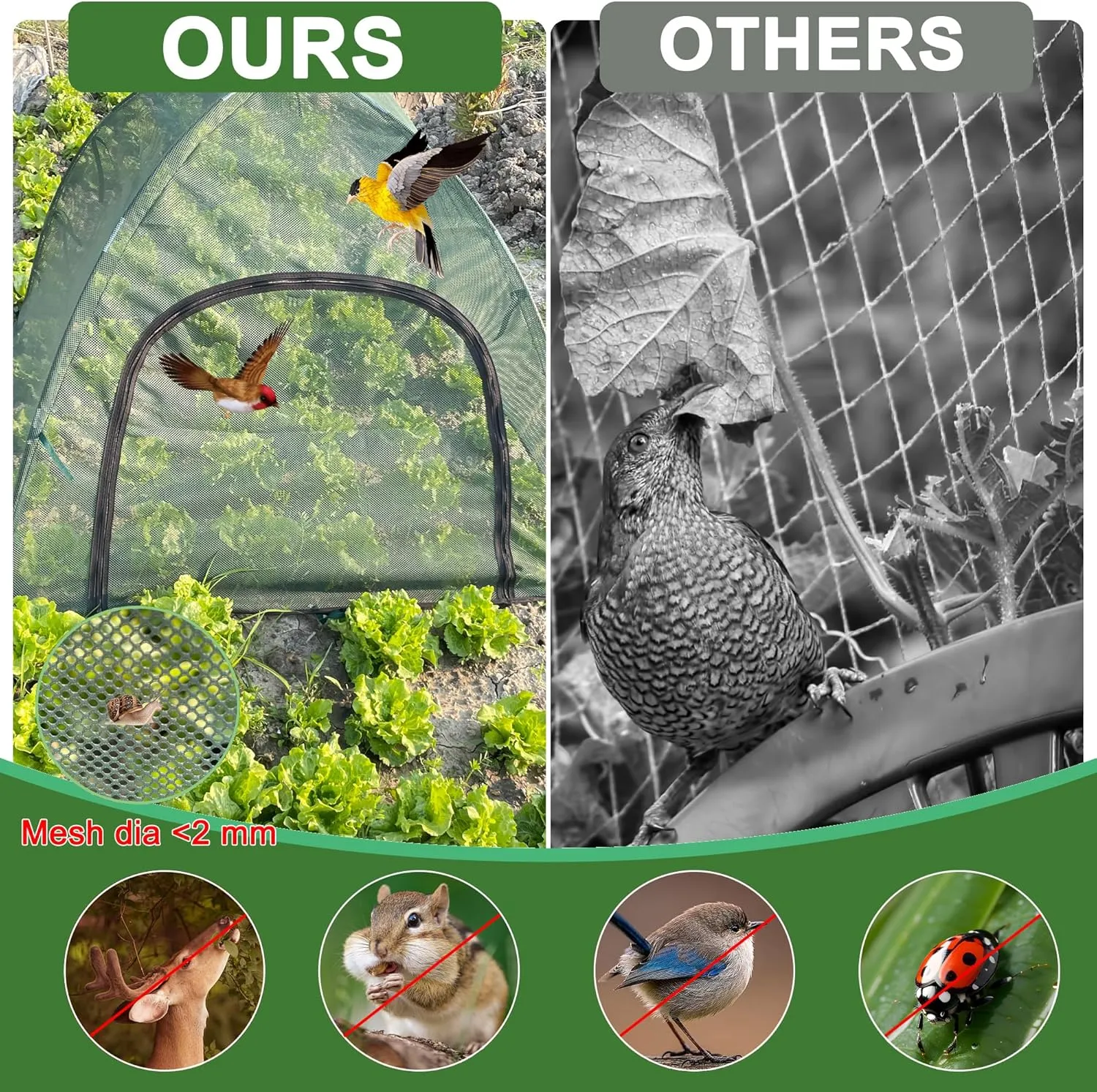 2PCS Mesh Plant Cover from Animals - 40" x 40" x 30" Plant Netting Pest Guard Cover with Stakes for Raised Bed, Plant Tent Cage Protector for Vegetables Fruits Flowers Small Animals