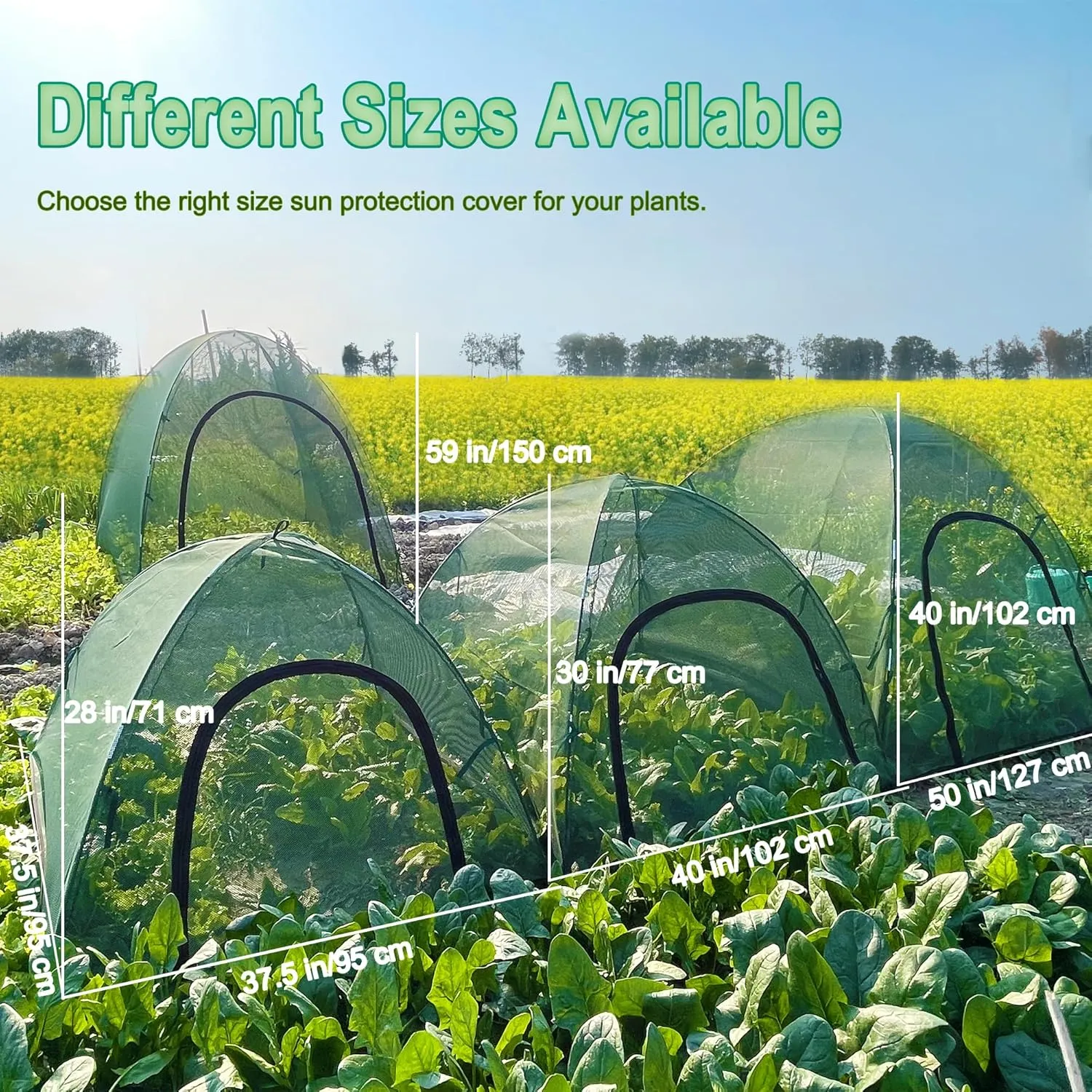 2PCS Mesh Plant Cover from Animals - 40" x 40" x 30" Plant Netting Pest Guard Cover with Stakes for Raised Bed, Plant Tent Cage Protector for Vegetables Fruits Flowers Small Animals