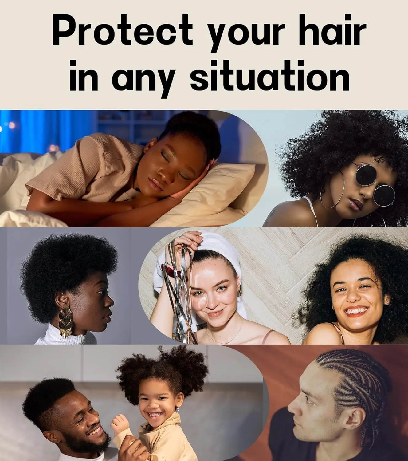 2PCS Silk Satin Bonnet Hair Wrap for Sleeping, Adjustable Strap Curly Natural Hair Night Caps for Women Men(Gray&Gray)