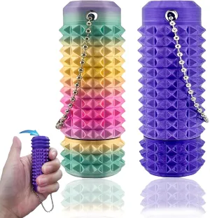 2Pcs Upgrade Little Pain Ouchies Pain Stim Fidget, 3D Printed Fidget Toys Anxiety Relief Items, Rotatable Grippie Stim Keychain, Stim Toys for Autistic Adults, Hard Spiky Sensory Toys, Novelty Gifts