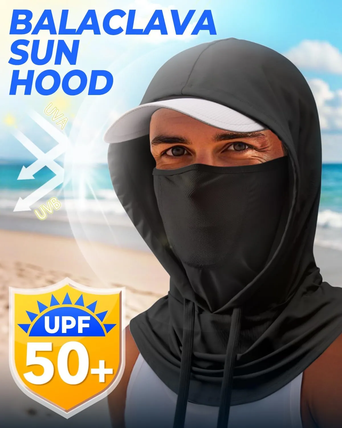 3-in-1 Cooling Breathable Balaclava Face Mask with Nose Mesh Sun UV Protection Hood Full Head Cover Men Women Hiking Outdoor