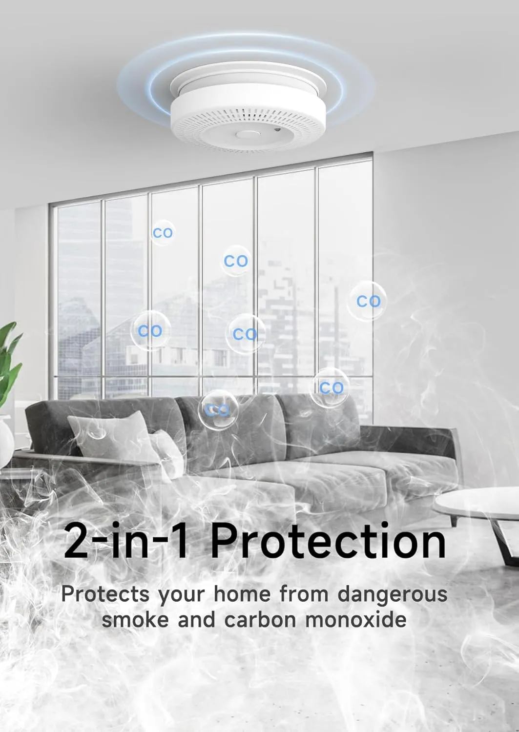 3 Pack Combination Operated Smoke and Carbon Monoxide Detectors,Battery Operated, Travel Portable Fire Co Alarm for Home, Kitchen