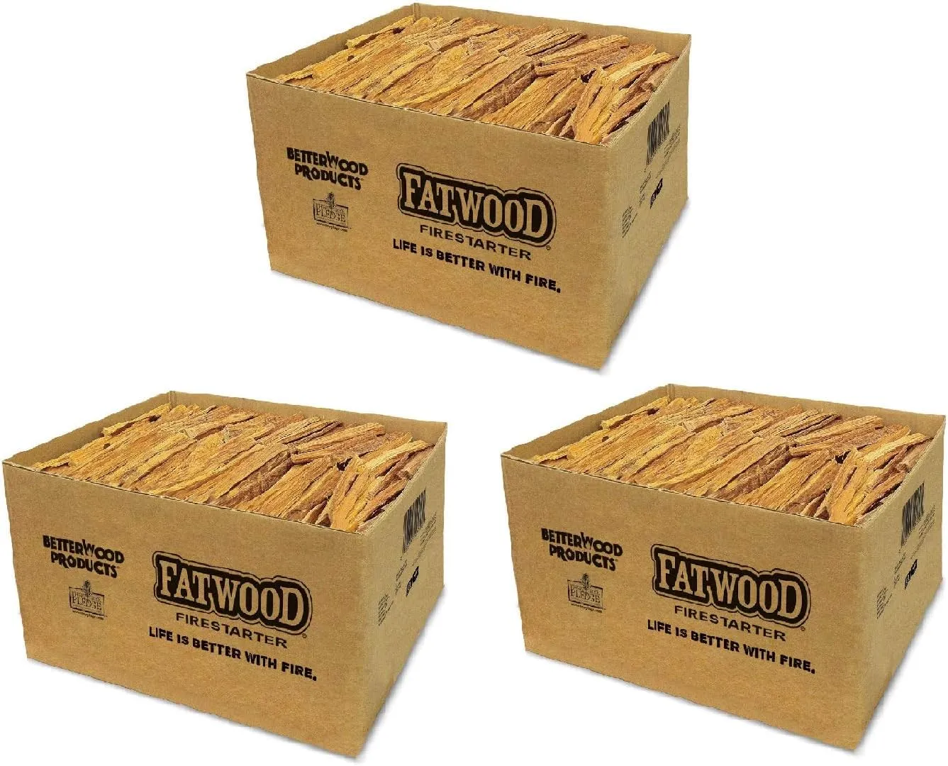 3 Pack Fatwood Fire Starter Sticks, Fireplace & Camping, 25 Lbs