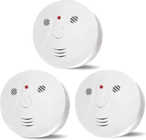 3 Pack Smoke Detector Fire Alarms Battery Operated with Photoelectric Sensor and Silence Button, Travel Portable