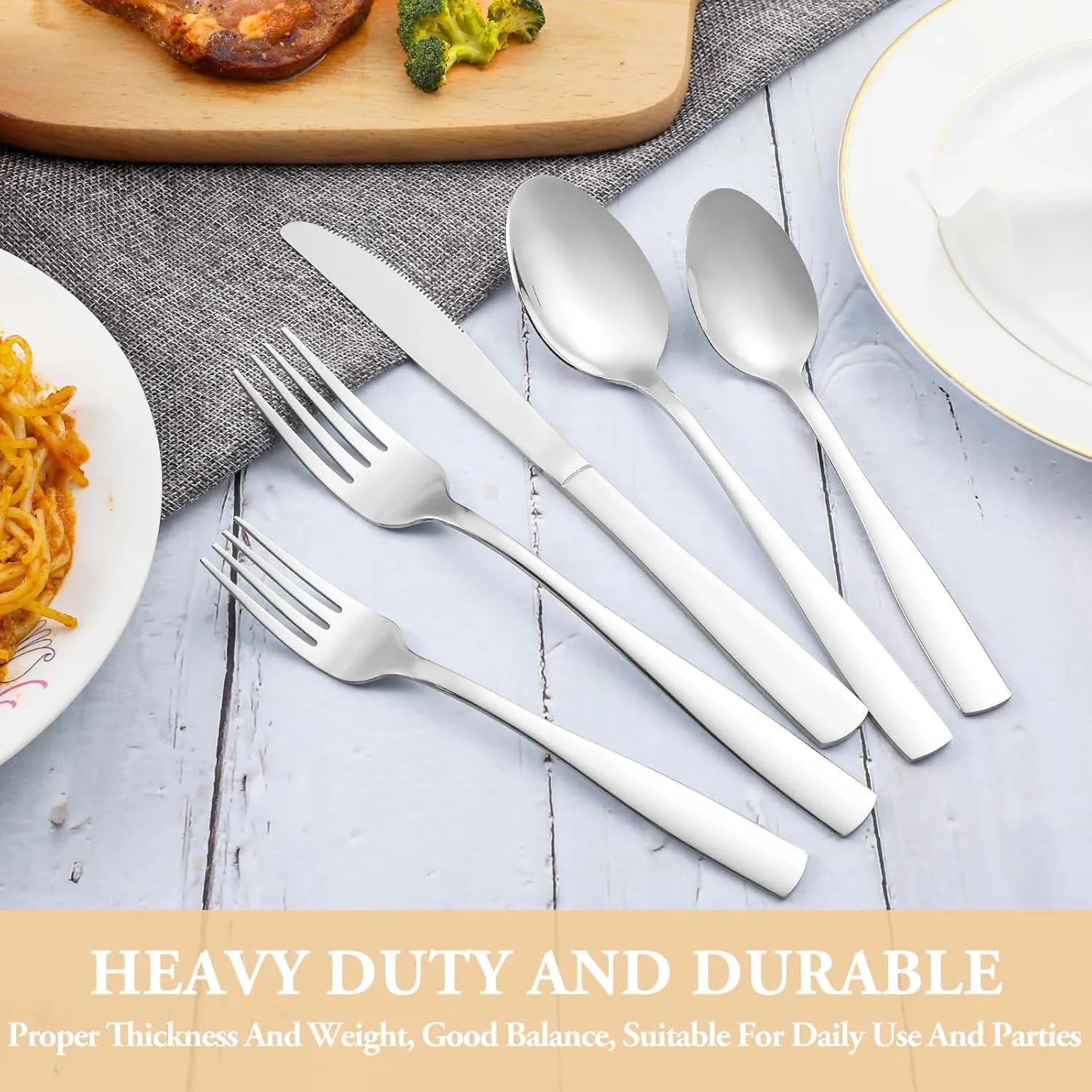 30 Piece Silverware Set Service for 6,Premium Stainless Steel Flatware Set,Mirror Polished Cutlery Utensil Set,Durable Home Kitchen Eating Tableware Set,Include Fork Knife Spoon Set,Dishwasher Safe