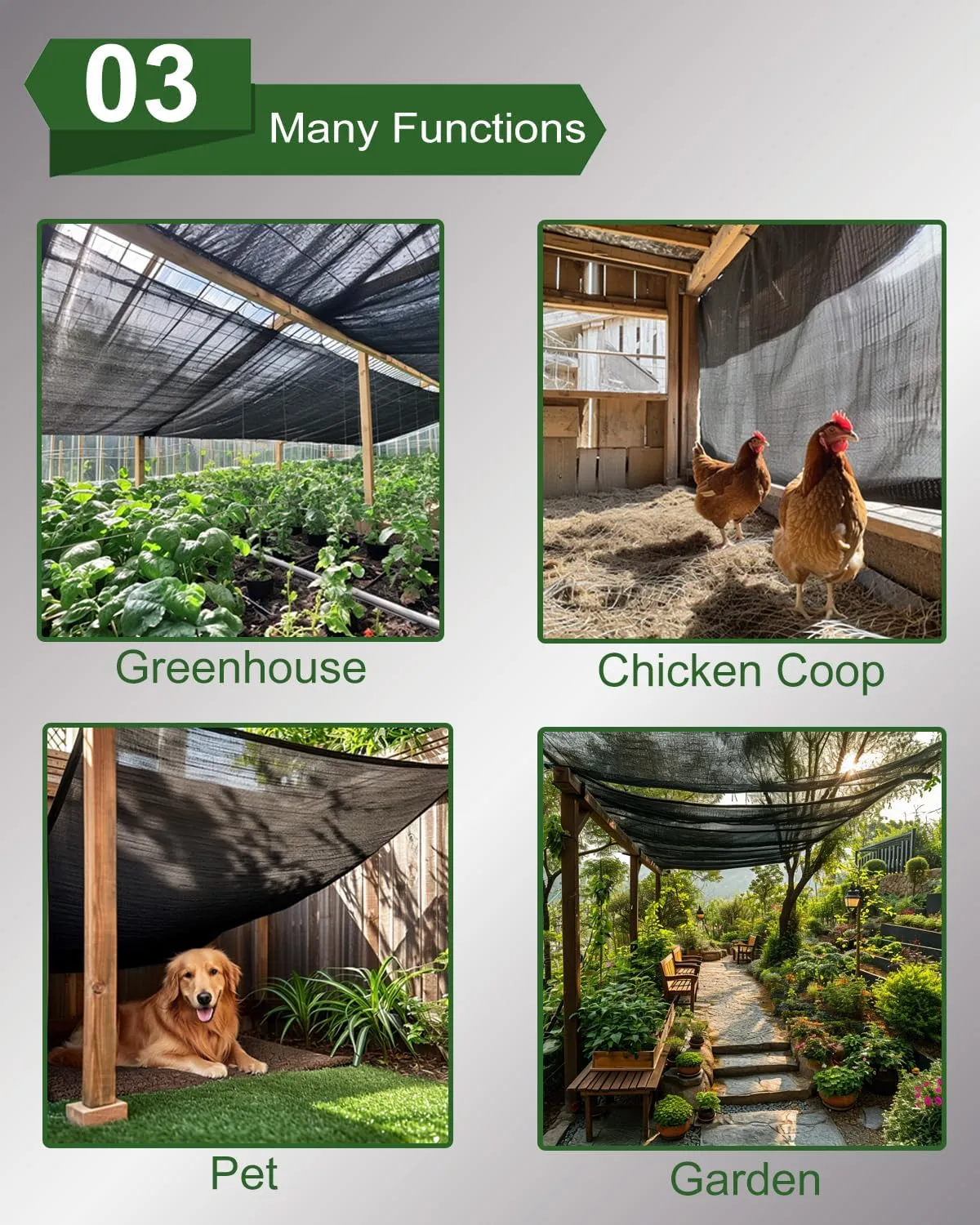 30% Sunblock Shade Cloth Net Black Resistant - 6x12 Ft Garden Shade Mesh for Plant Cover, Greenhouse, Chicken Coop, Kennels, Tomatoes Plants