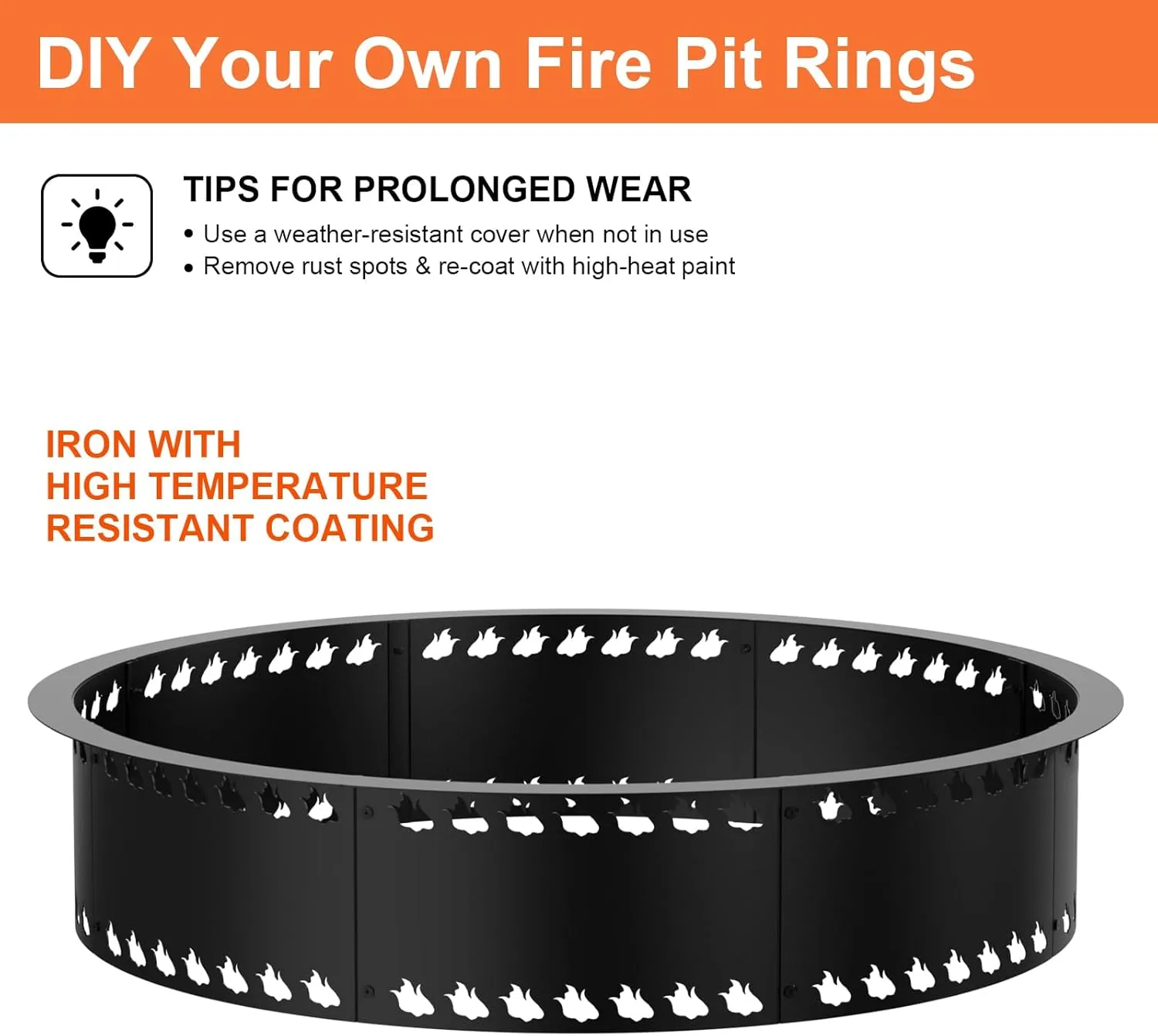 31inch Fire Pit Rings, DIY Smokeless Firepit Bowl Metal Fire Rings for Outside, Large Round Smokeless Firepit Insert, Heavy Duty Carbon Steel Fire pits for Camping and Patio