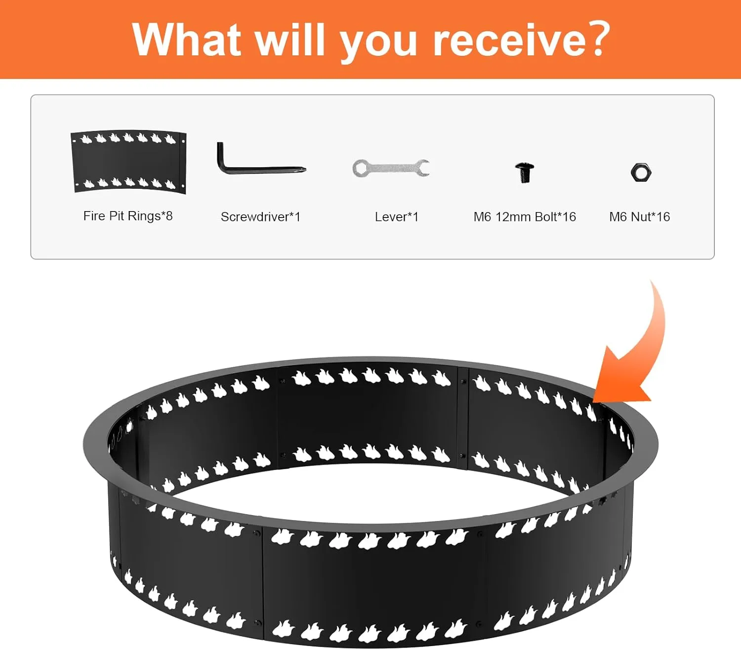 31inch Fire Pit Rings, DIY Smokeless Firepit Bowl Metal Fire Rings for Outside, Large Round Smokeless Firepit Insert, Heavy Duty Carbon Steel Fire pits for Camping and Patio