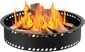 31inch Fire Pit Rings, DIY Smokeless Firepit Bowl Metal Fire Rings for Outside, Large Round Smokeless Firepit Insert, Heavy Duty Carbon Steel Fire pits for Camping and Patio