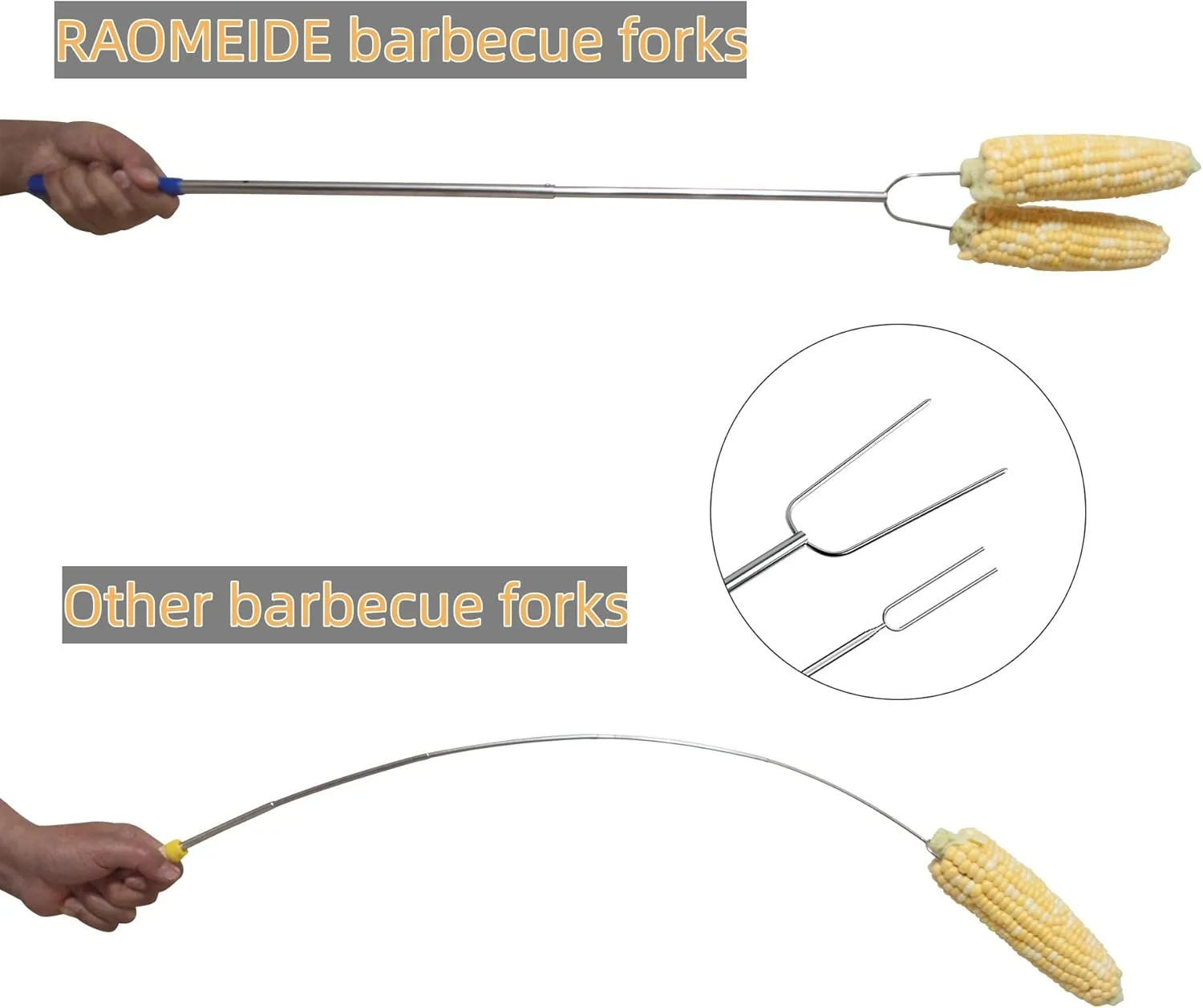 32" Heavy Duty Hot Dog Roasting Sticks for Campfire, Smores Sticks for Fire Pit Long, Marshmallows Skewers (4 Pack)