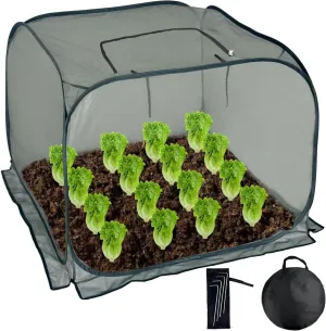 35"x35"x27.5" Pop Up Plant Cover for Square Raised Garden Bed, Insect Barrier Plant Tent Cover Protection from Bird Pest, Ultra Fine Garden Mesh Netting Cage for Vegetables, Flowers & Seedlings