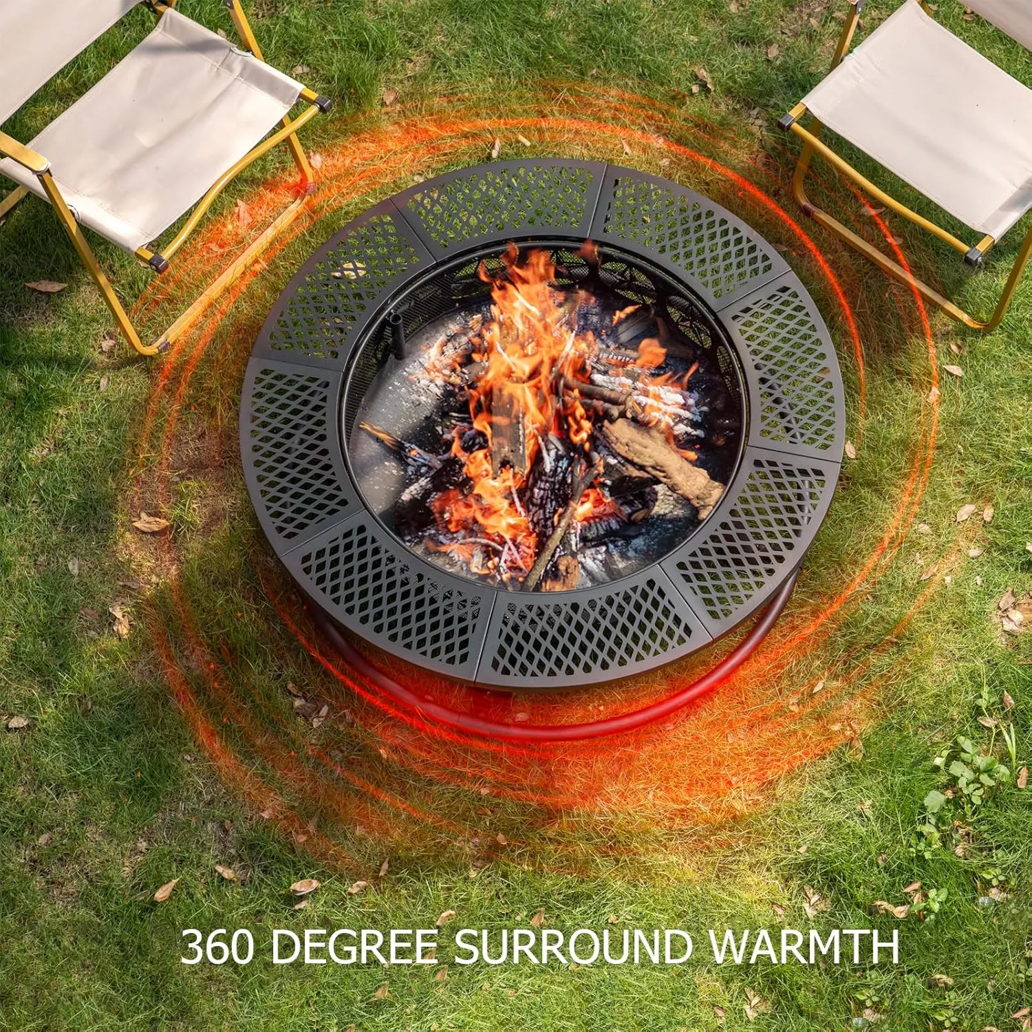 36 Inch Fire Pit with Cooking Grill,Outdoor Wood Burning BBQ Firepit with Lid, 3-in-1 Outdoor Fire Pit for Backyard Deck Bonfire Patio Picnic