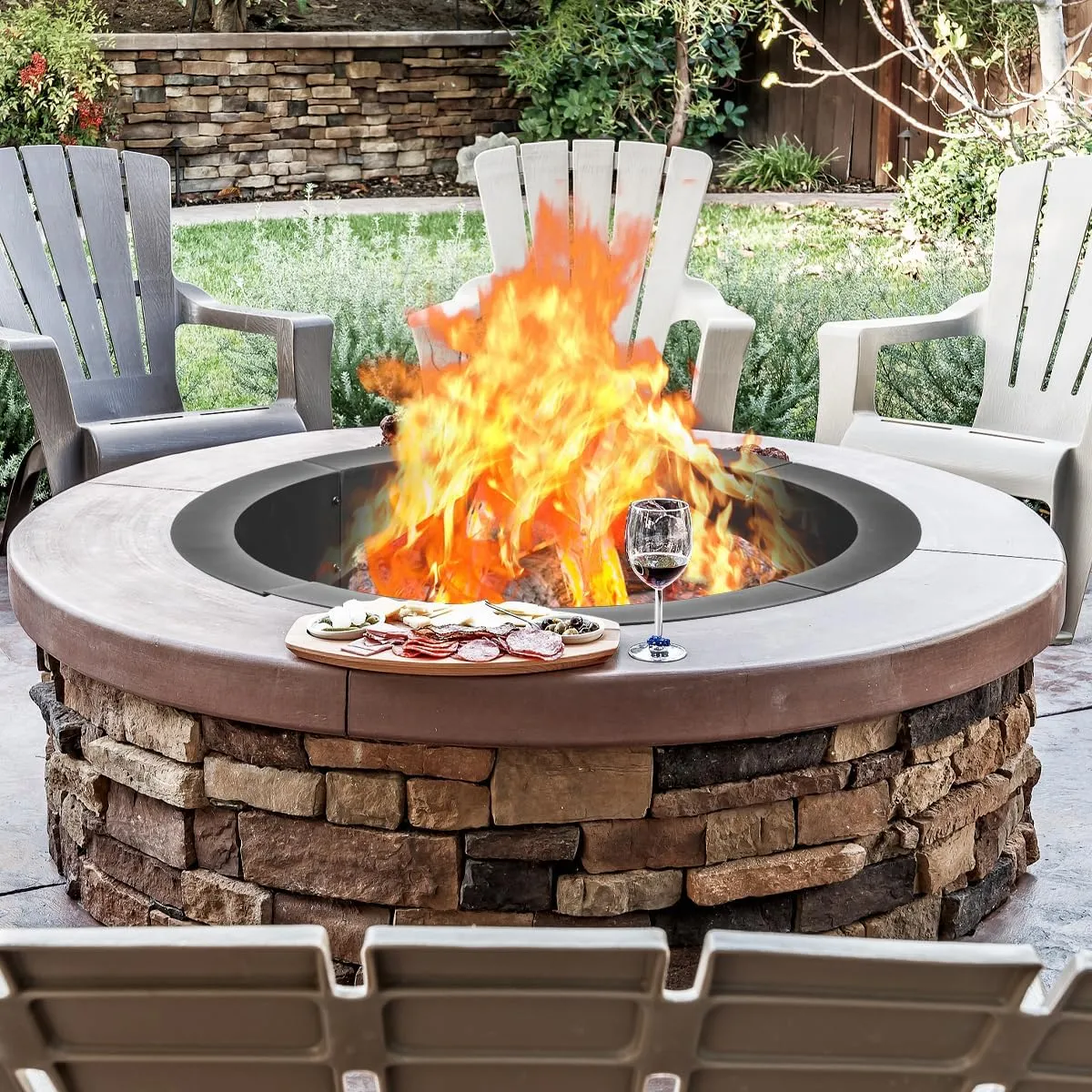 36 inch Fire Ring, Fire Pit Ring for Camping, Wood Burning Fire Pit for Outside,Yard,Garden,Outdoor Fireplace