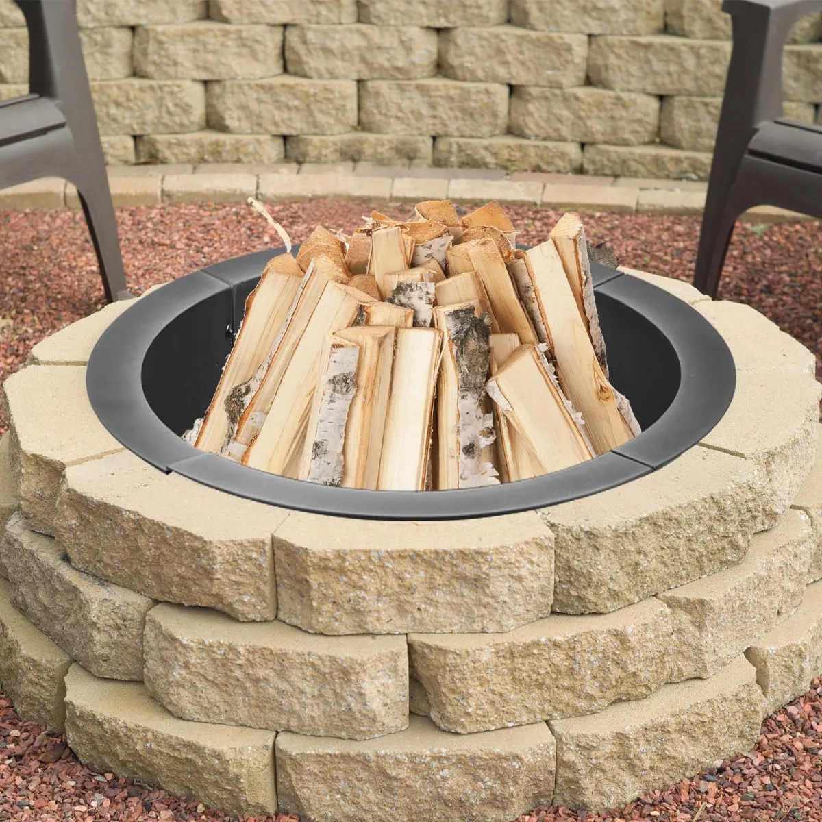 36 inch Fire Ring, Fire Pit Ring for Camping, Wood Burning Fire Pit for Outside,Yard,Garden,Outdoor Fireplace