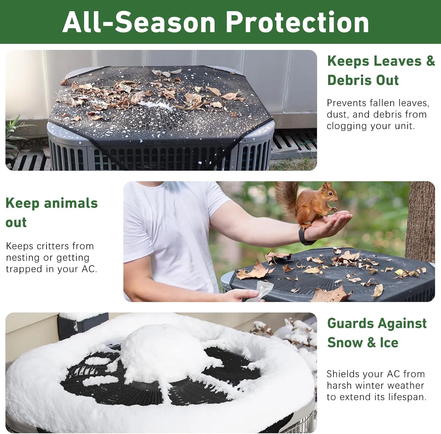 36x36 Central Air conditioner Covers for Outside, Larger Mesh AC Unit Covers Outdoor - Top Universal Defender