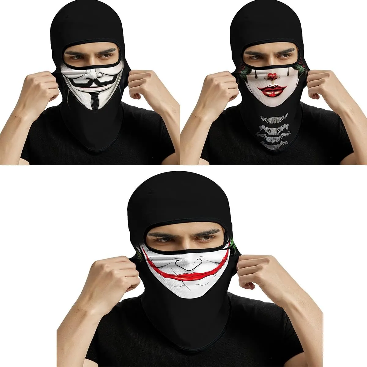3PCS Balaclava Full Face Mask Ski Mask UV Protection Cover Motorcycle Full Face Mask for Men Women Outdoor Sports