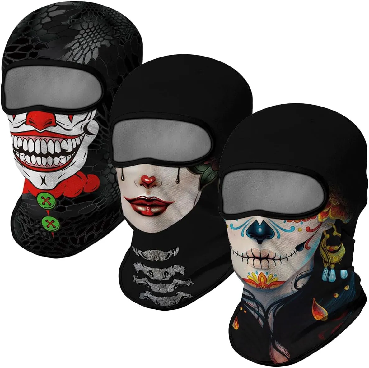 3PCS Balaclava Full Face Mask Ski Mask UV Protection Cover Motorcycle Full Face Mask for Men Women Outdoor Sports