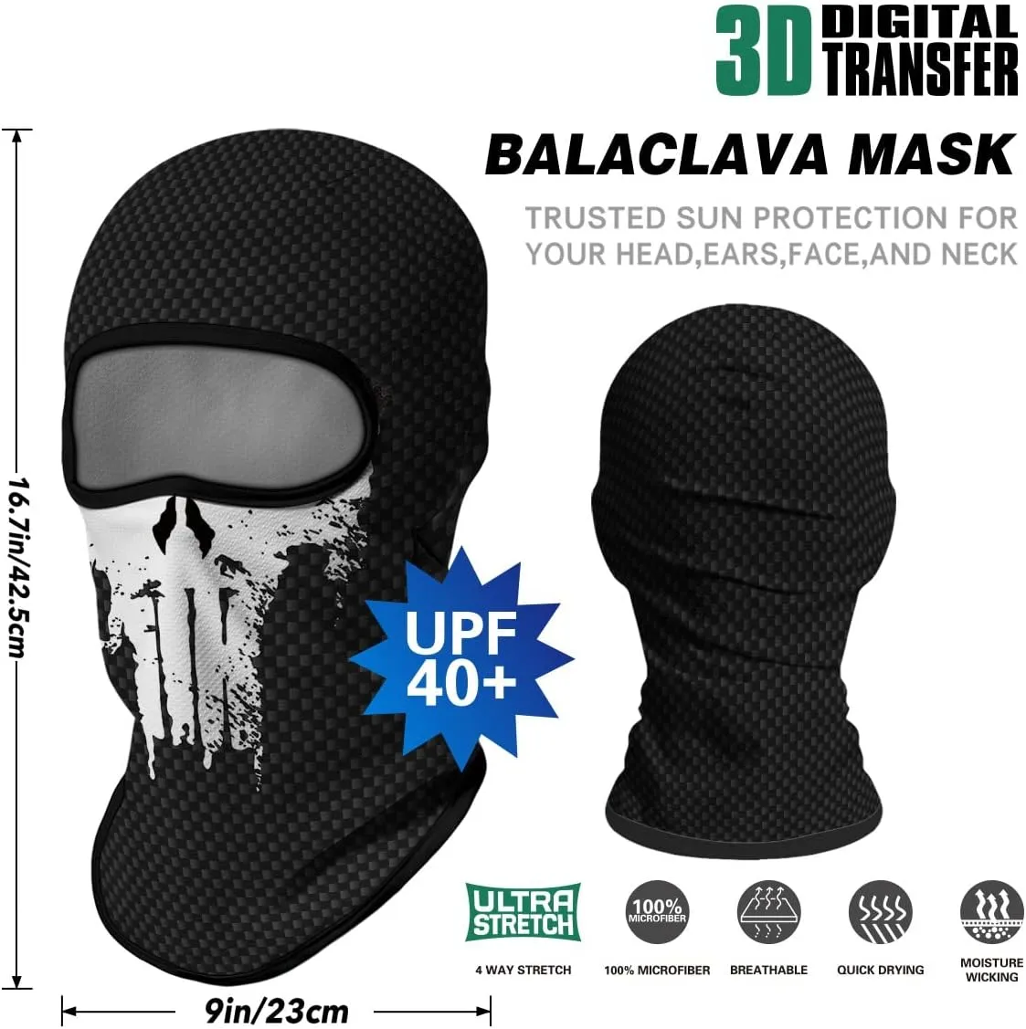 3PCS Balaclava Full Face Mask Ski Mask UV Protection Cover Motorcycle Full Face Mask for Men Women Outdoor Sports