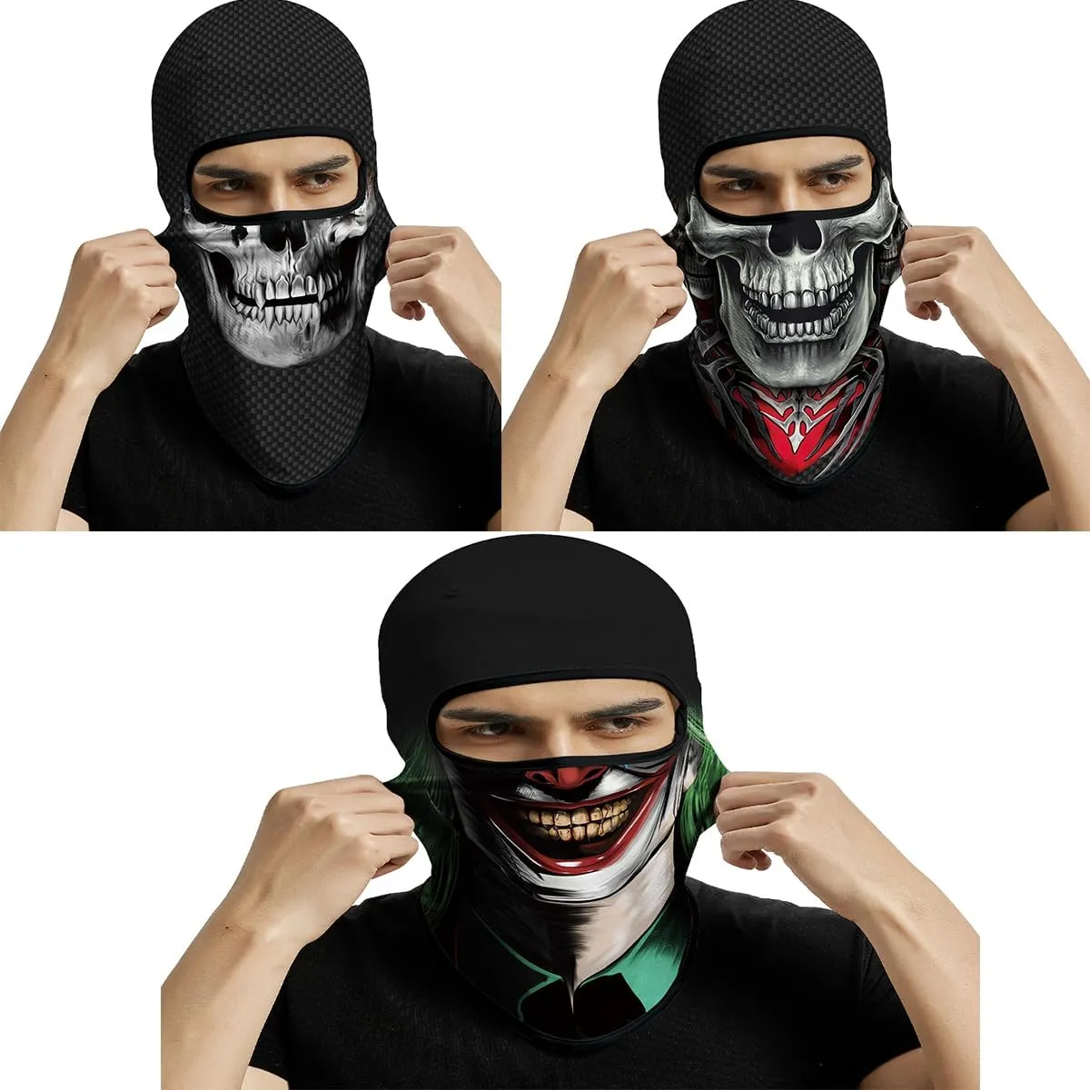 3PCS Balaclava Full Face Mask Ski Mask UV Protection Cover Motorcycle Full Face Mask for Men Women Outdoor Sports