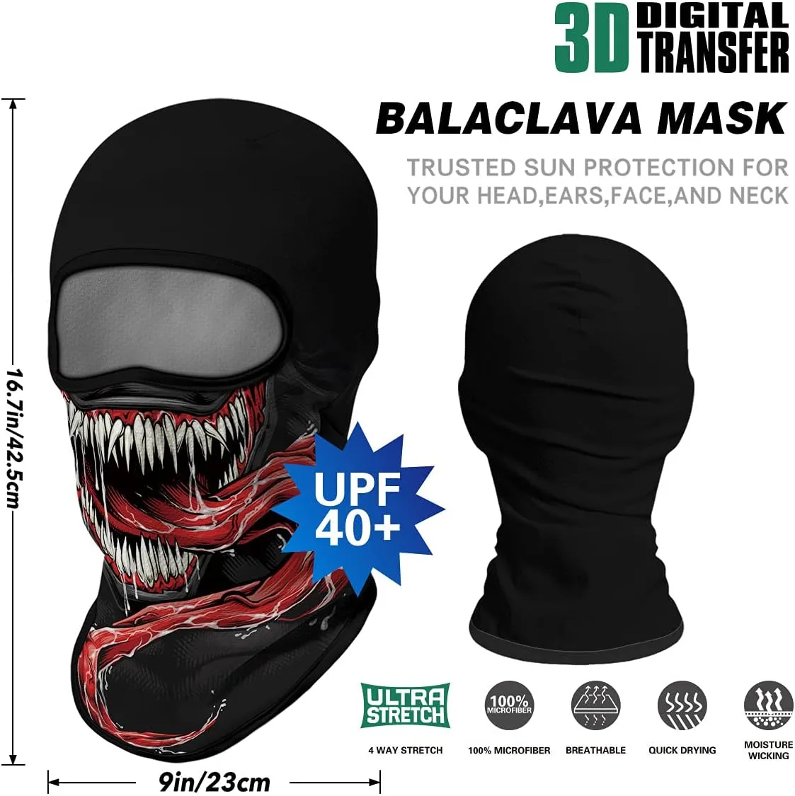 3PCS Balaclava Full Face Mask Ski Mask UV Protection Cover Motorcycle Full Face Mask for Men Women Outdoor Sports