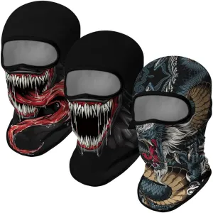 3PCS Balaclava Full Face Mask Ski Mask UV Protection Cover Motorcycle Full Face Mask for Men Women Outdoor Sports
