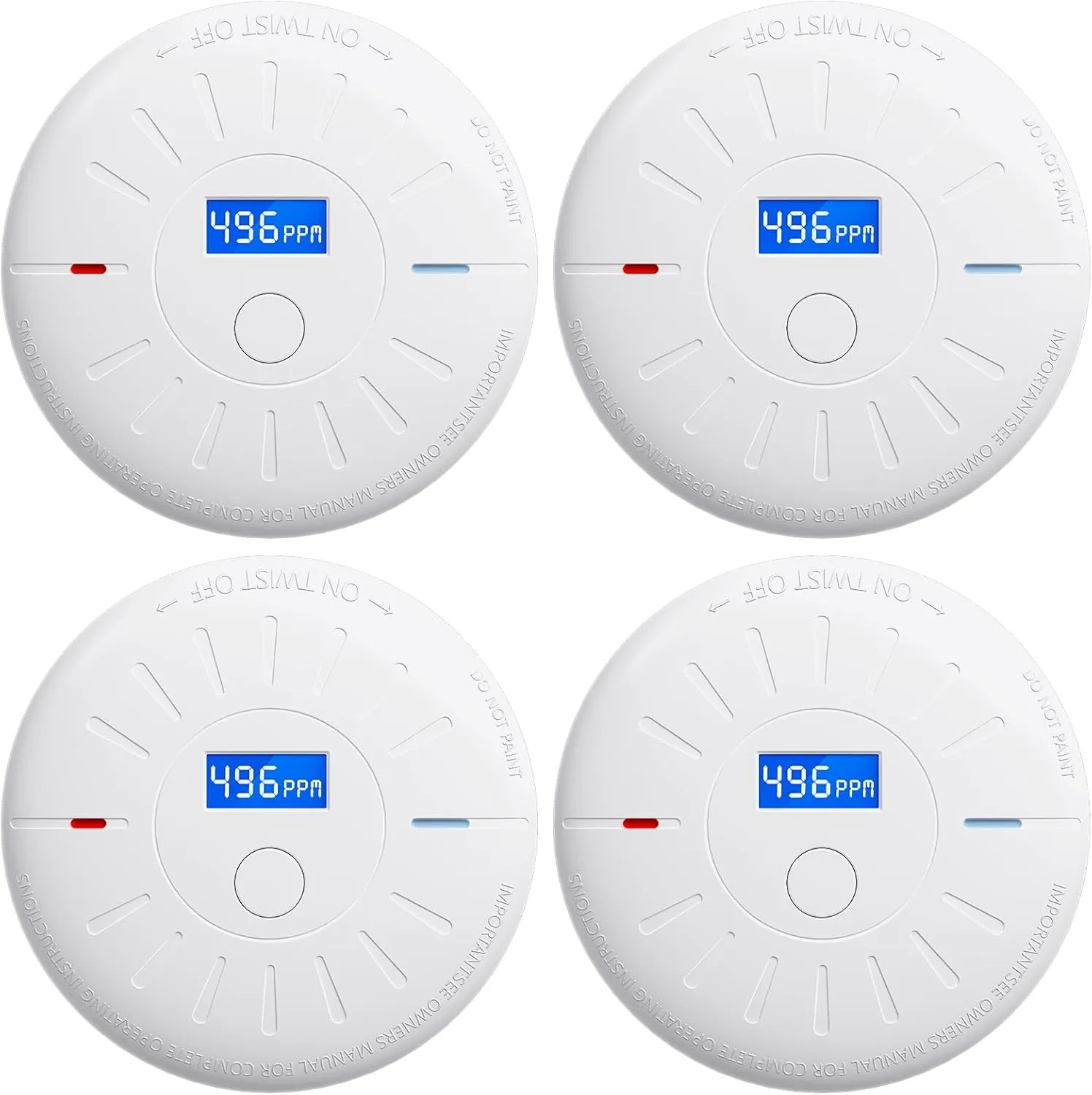 4 Pack 10 Year Battery Operated Smoke Detector and Carbon Monoxide Detectors, Travel Portable Photoelectric Fire Co Alarm for Home, Kitchen