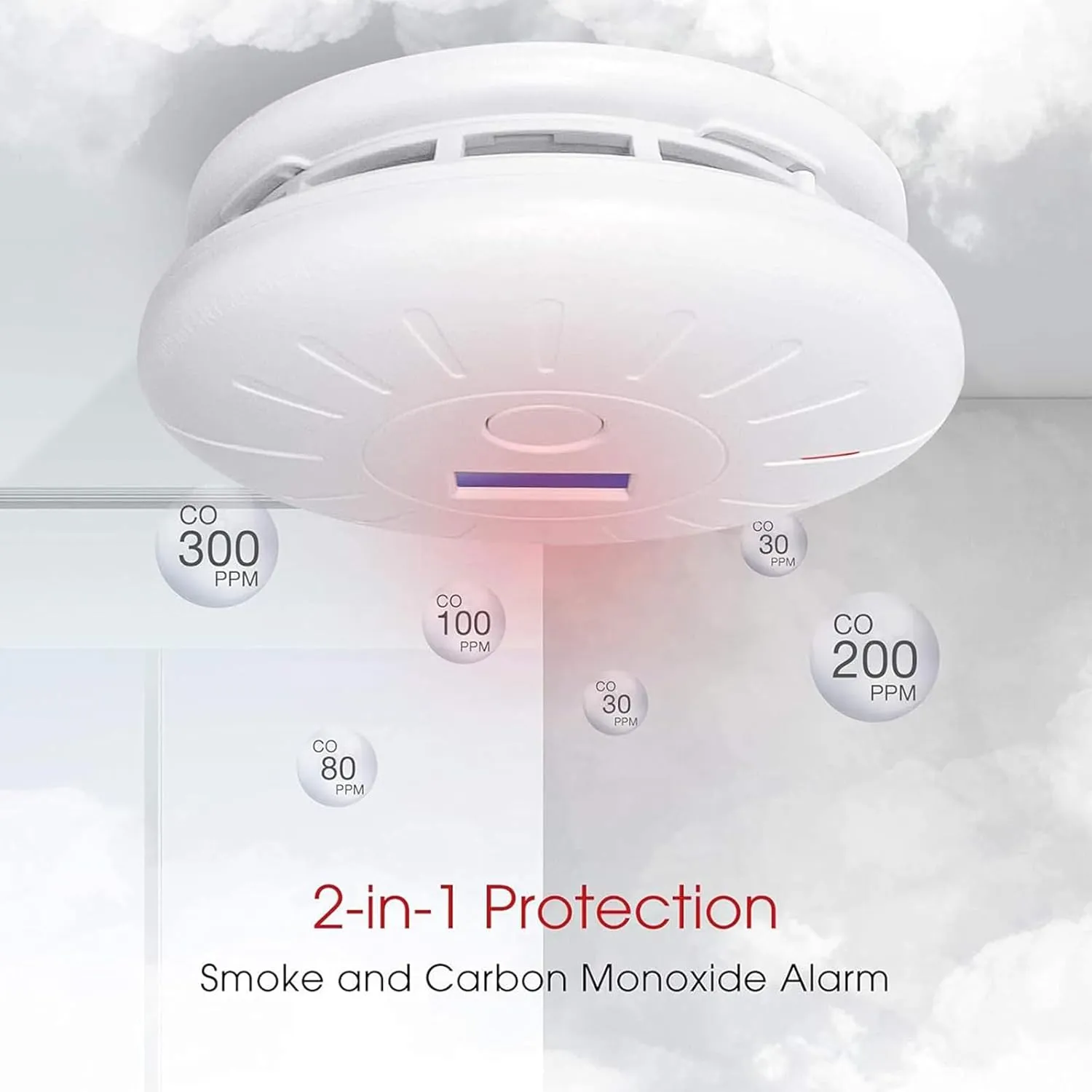 4 Pack 10 Year Battery Operated Smoke Detector and Carbon Monoxide Detectors, Travel Portable Photoelectric Fire Co Alarm for Home, Kitchen