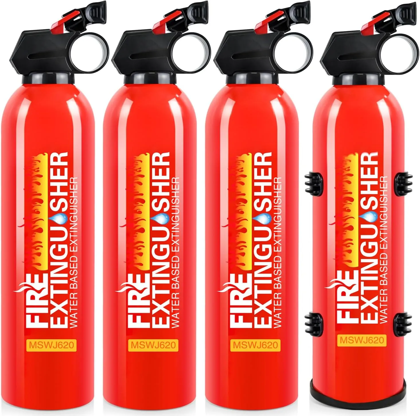 4 Pack Fire Extinguisher for Home with Wall Mount - 620ml Portable Fire Extinguisher for Car Vehicle Boat House Kitchen, Water-Based Fire Extinguisher for A, B, C, K Fire